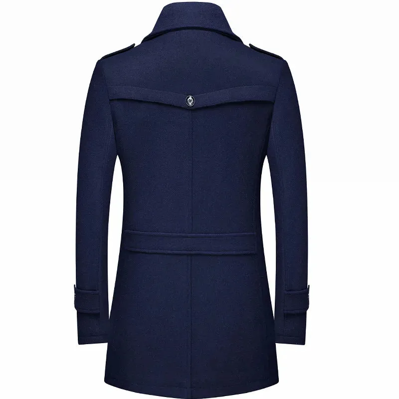 Aidase winter outfits men Winter Men Wool Coats New Fashion Middle Long Scarf Collar Cotton-Padded Thick Warm Woolen Coat Male Trench Coat Overcoat M-6Xl