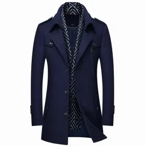 Aidase winter outfits men Winter Men Wool Coats New Fashion Middle Long Scarf Collar Cotton-Padded Thick Warm Woolen Coat Male Trench Coat Overcoat M-6Xl