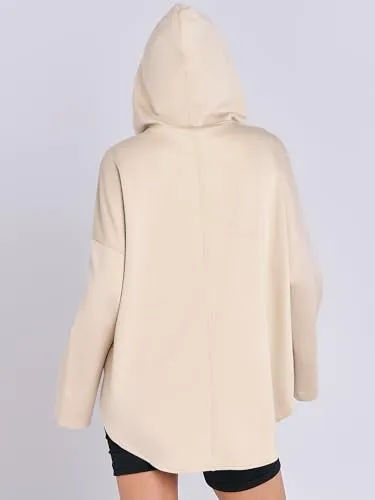 ANRABESS Womens Oversized Hoodie Quarter Zip Sweatshirts 2024 Fall Tunic Pullover Top Winter Trendy Teen Girls Preppy Clothes White Medium
