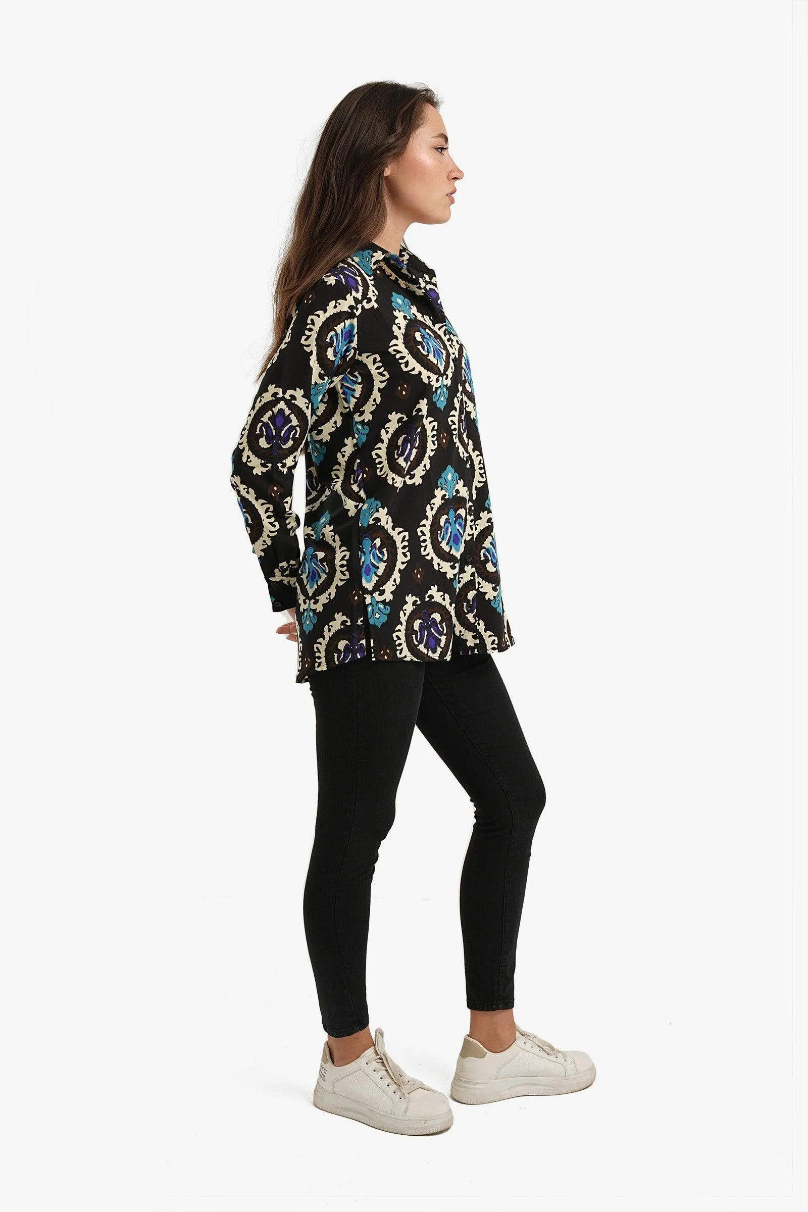 Black Printed Voile Shirt