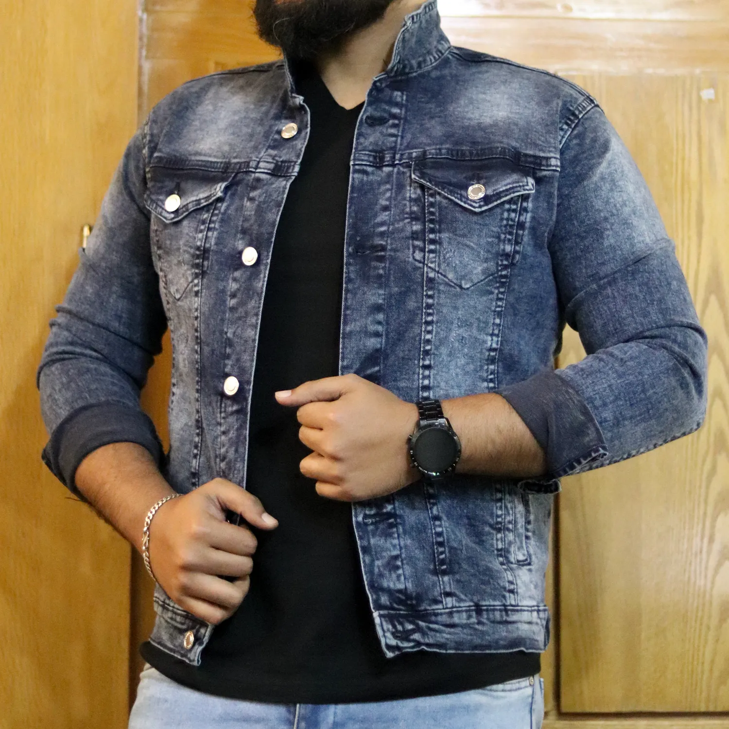 Men's Stretchable Washed Denim Jacket