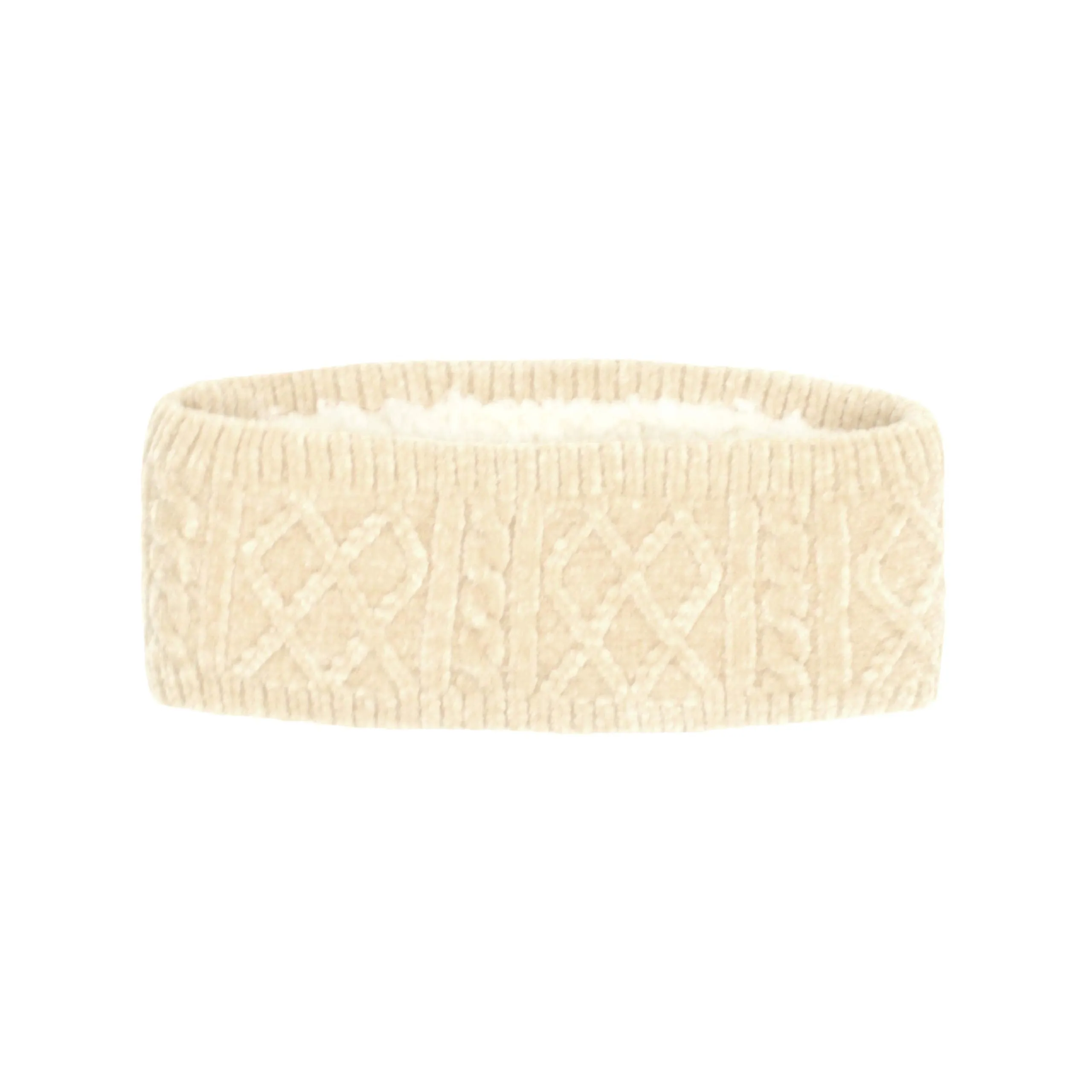 Pudus Winter Headbands for Women - Chenille Cable Knit Ear Warmer Headwrap Headband with Warm Faux Fur Fleece Lining