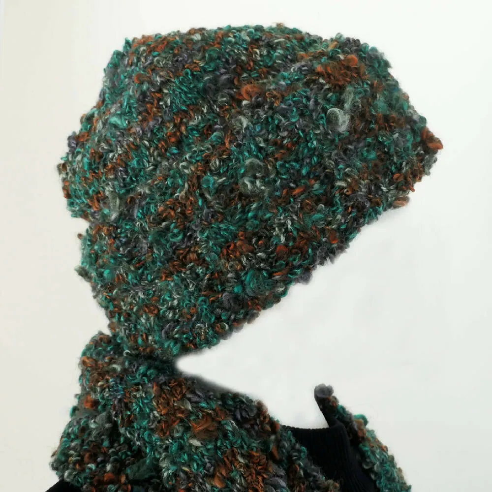 Winter warmth. Boucle beanie and infinity scarf set - slouchy.