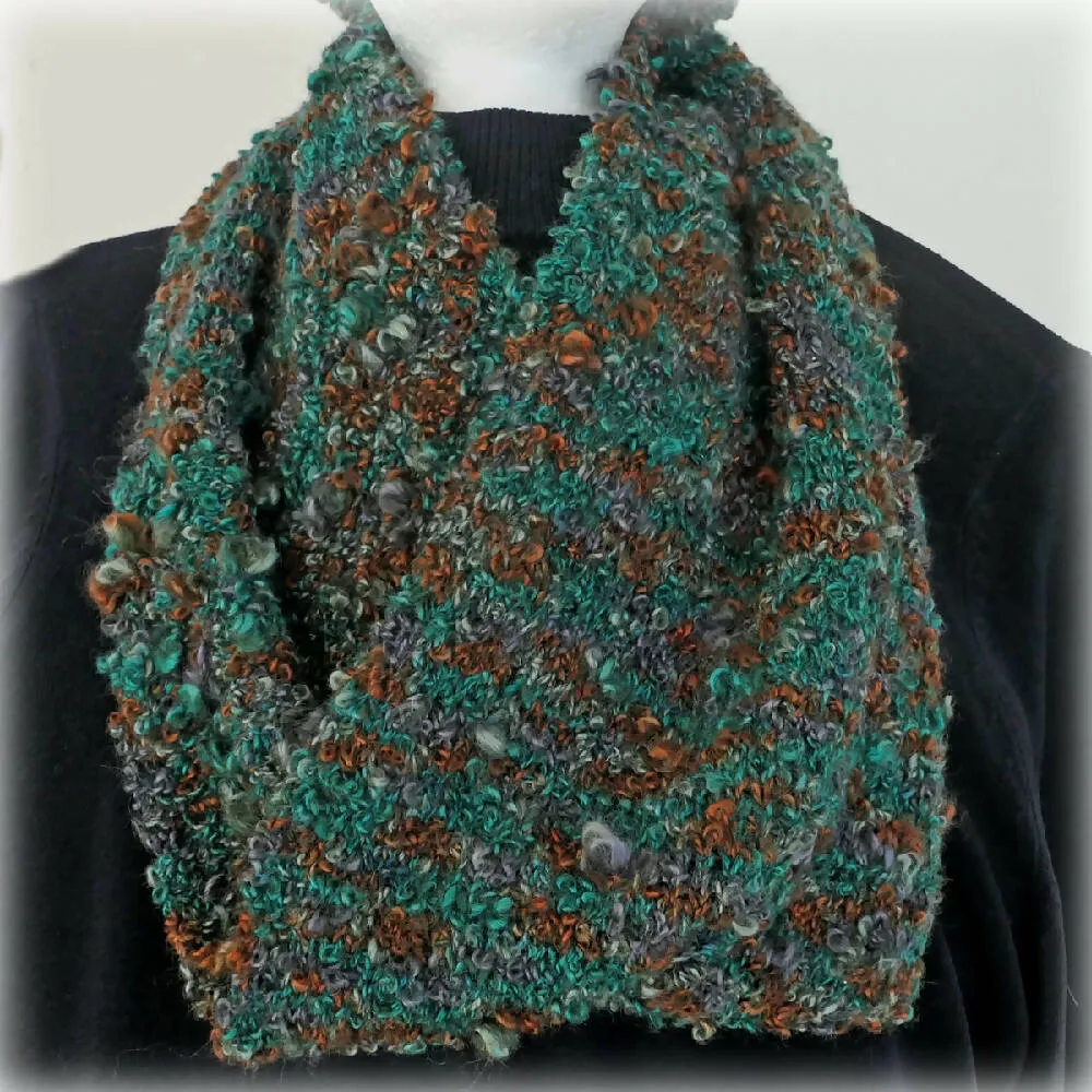 Winter warmth. Boucle beanie and infinity scarf set - slouchy.